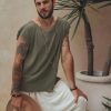 Sage Green Handmade Shirt Boho Tribal Wide Neck