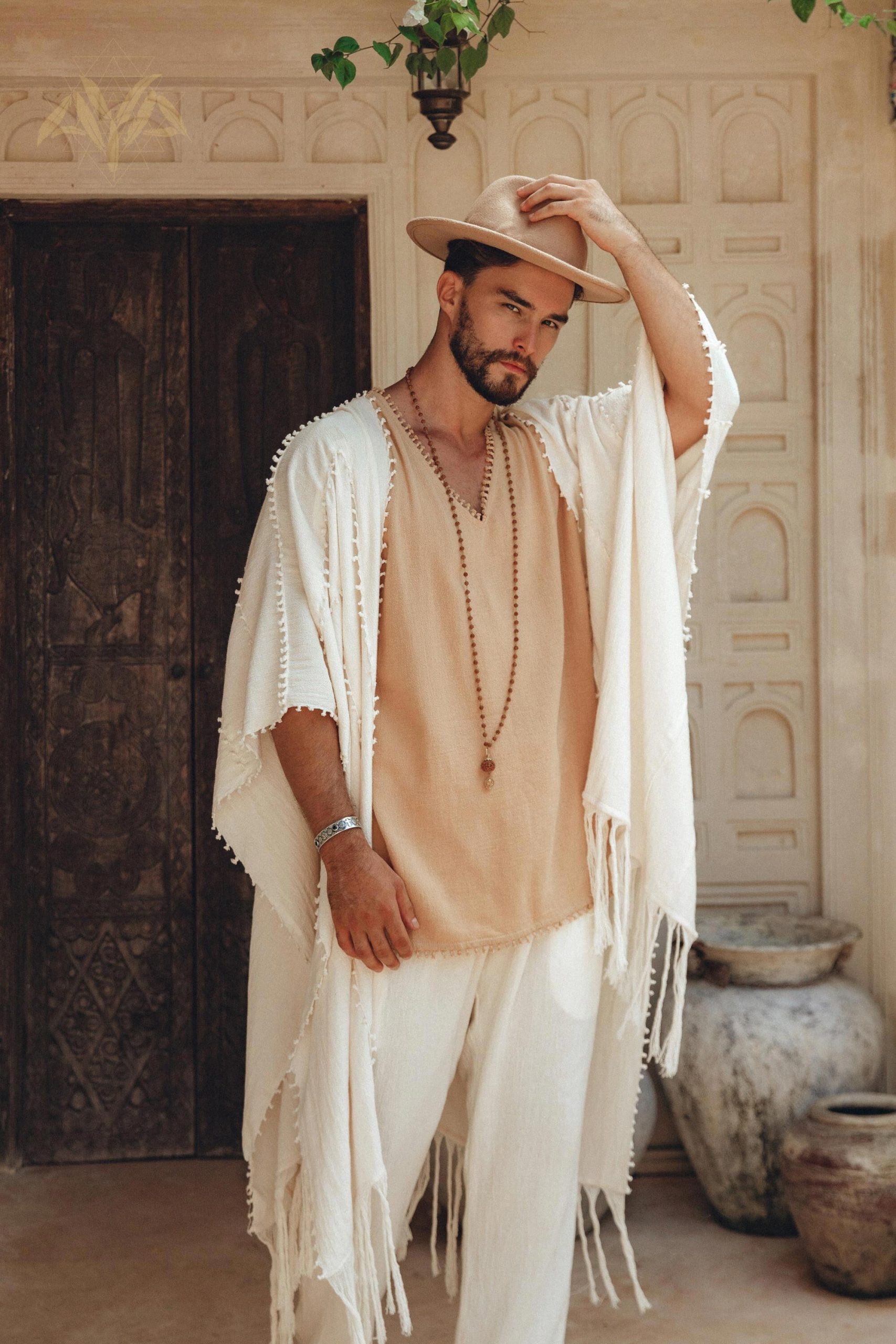 Boho Poncho For Men Mens Beach Robe Handmade