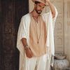 Light Beige Festival Top Men Minimalist Baggy Tribal
