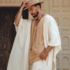 Light Beige Festival Top Men Minimalist Baggy Tribal