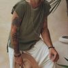 Sage Green Handmade Shirt Boho Tribal Wide Neck