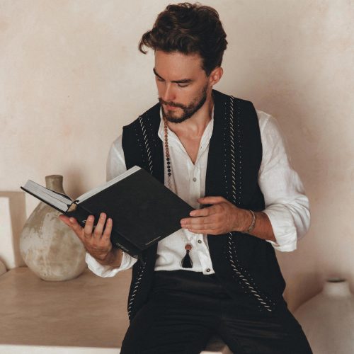 Handmade Groomsmen Vest Boho Mens Clothing Embroidered For