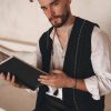 Handmade Groomsmen Vest Boho Mens Clothing Embroidered For