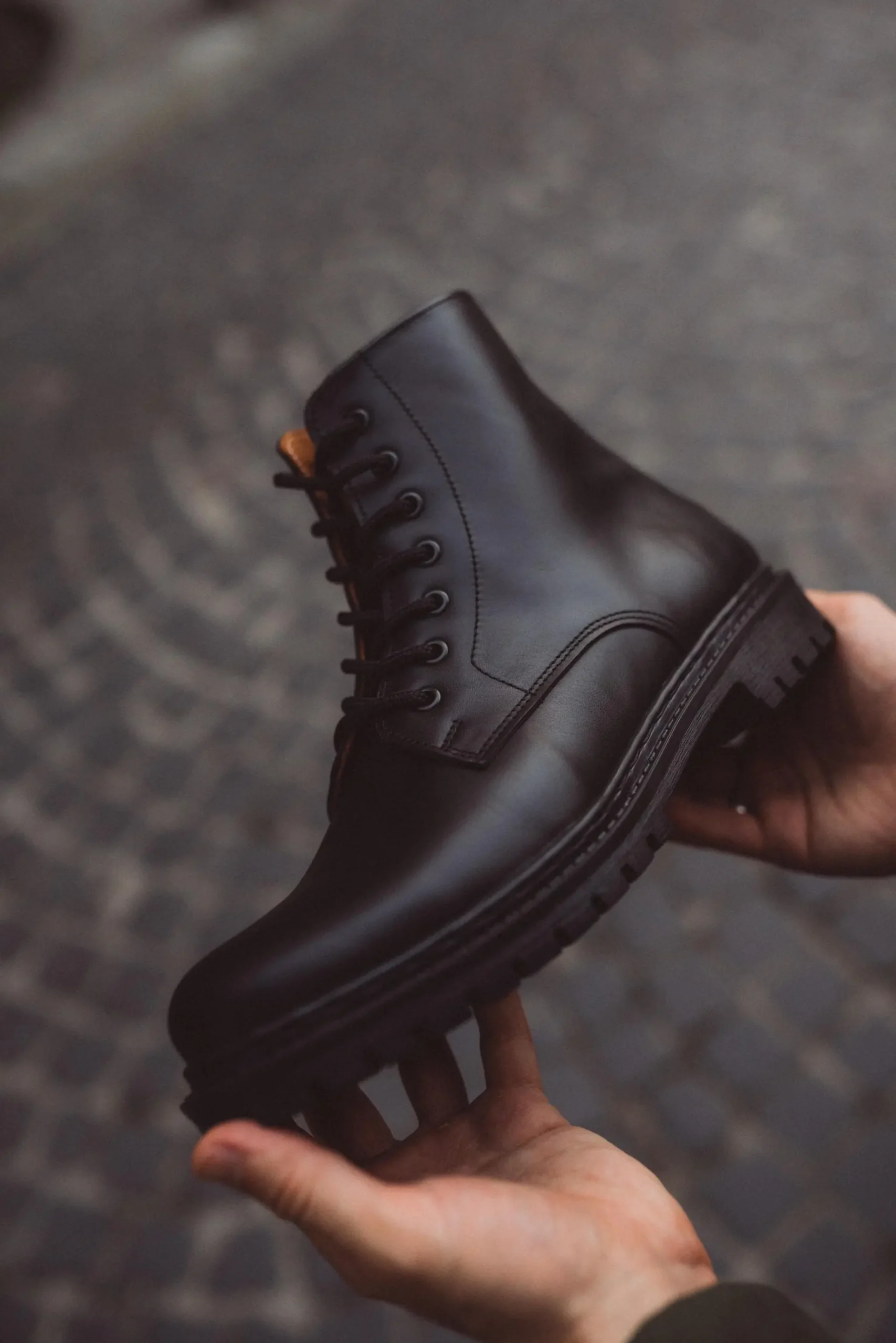 Mens Leather Black Boots Casual Boots
