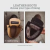 Handmade Black Leather Work Boots Lace Up Combat