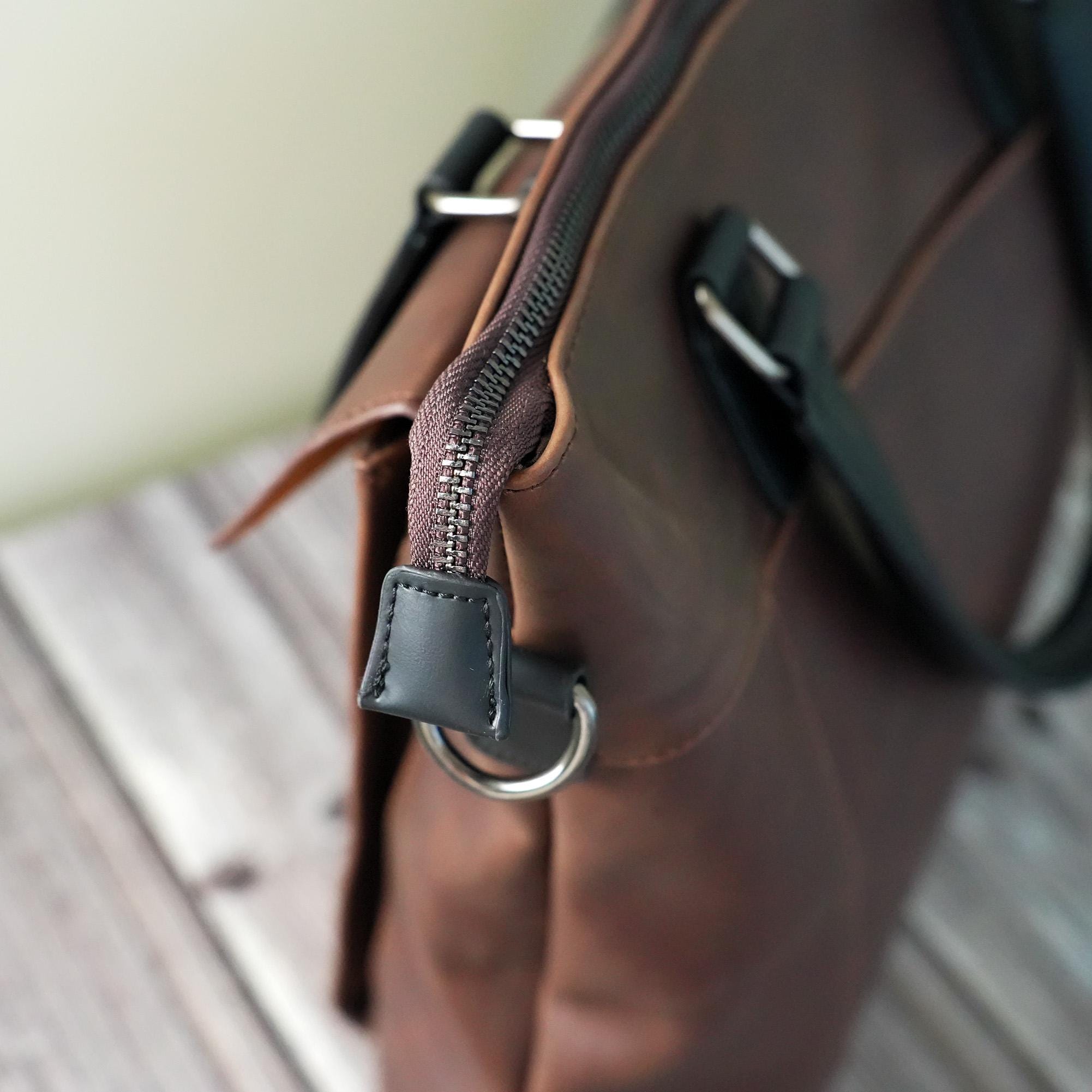 Leather Messenger Bag Men Brown Tote Laptop Compartment