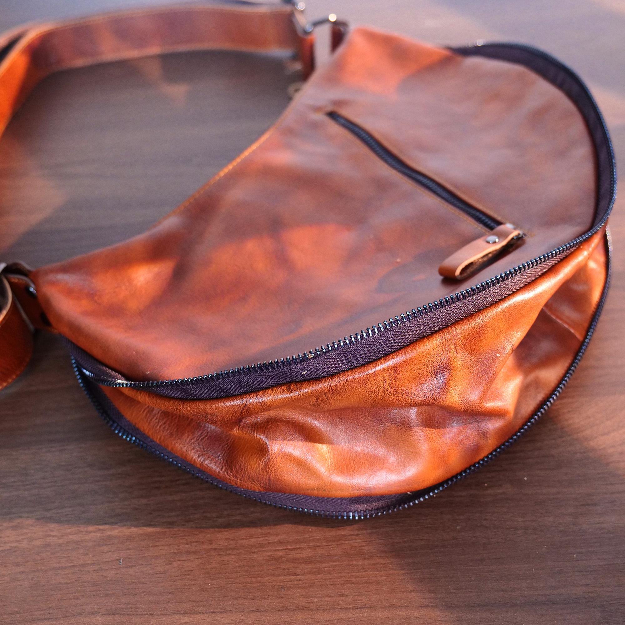 Men's Brown Travel Crossbody Bag Leather Shoulder Gifts