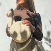 Round Purse Crossbody Bag Beige Shoulder Women Handbag