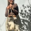 Round Purse Crossbody Bag Beige Shoulder Women Handbag