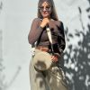 Round Purse Crossbody Bag Beige Shoulder Women Handbag