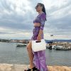 White Leather Handbag Top Handle Bag Shoulder Purse