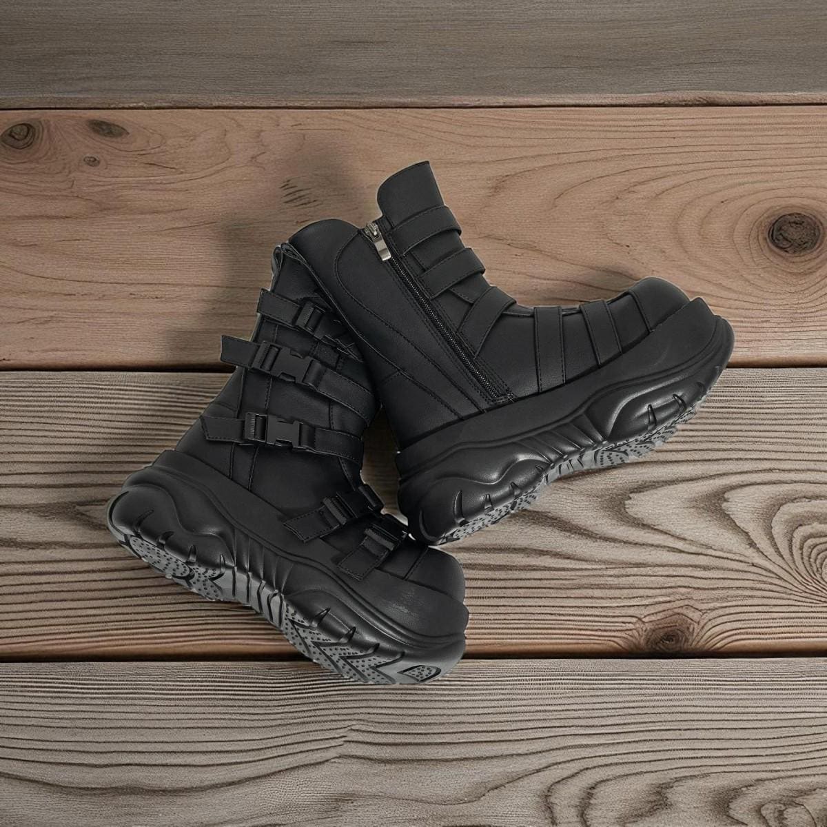 Punk Goth Platform Boots: Thick Bottom Round Toe