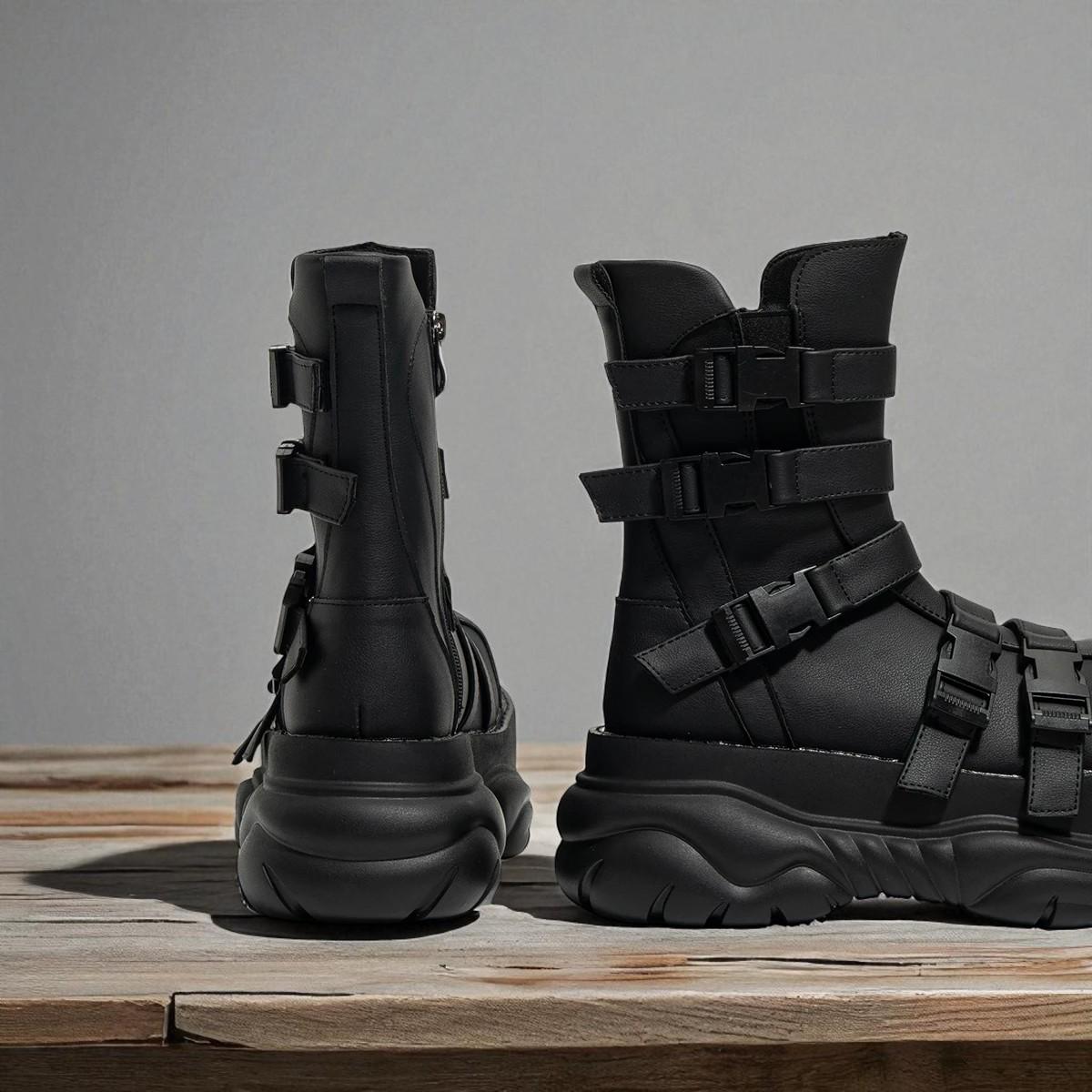 Punk Goth Platform Boots: Thick Bottom Round Toe