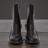Thick Sole Round Toe Short Boots:side Zipper High