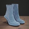 Thick Sole Round Toe Short Boots:side Zipper High