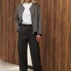 Wool Zip Cardigan For Women Structured Knit Jacket